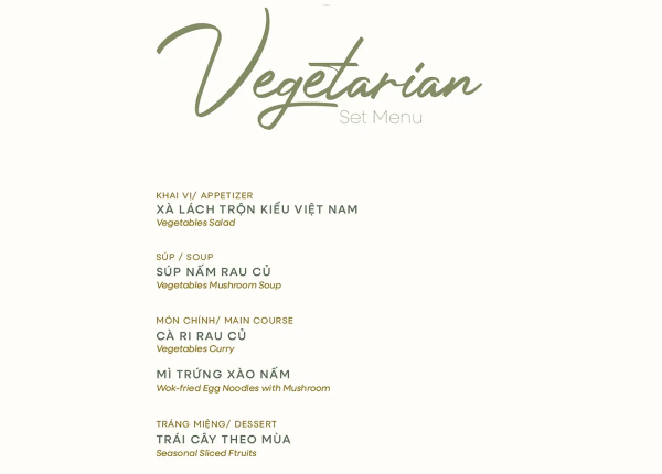 VEGETARIAN SET MENU CHAY